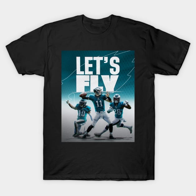 Philadelphia Football Sports Art Let's Fly Go Birds DeSean Carson Miles T-Shirt by JRoseGraphics